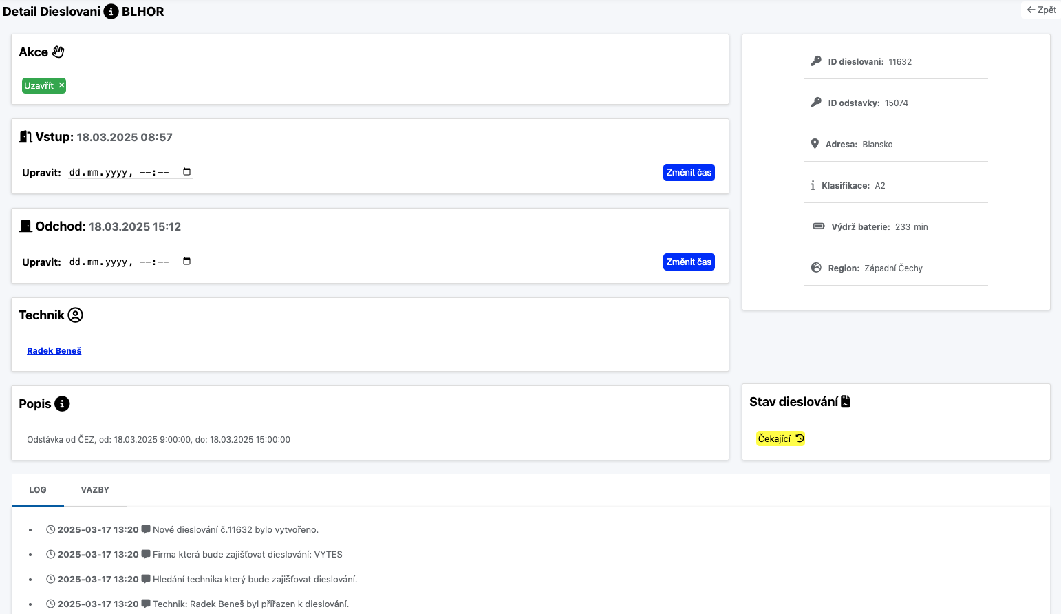 detail danného dieslovaní